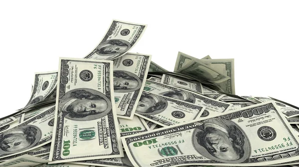 3D render, illüstrasyon, yığın dolar üzerinde beyaz b izole faturaları