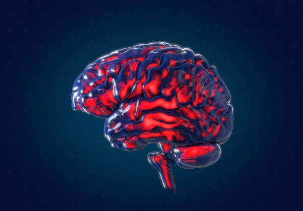 Ludzki mózg z futurystyczne tło interfejsu hud. Koncepcja 3d — Zdjęcie stockowe