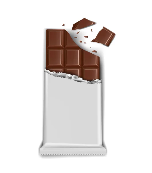 Barra de chocolate isolado no fundo branco — Vetor de Stock