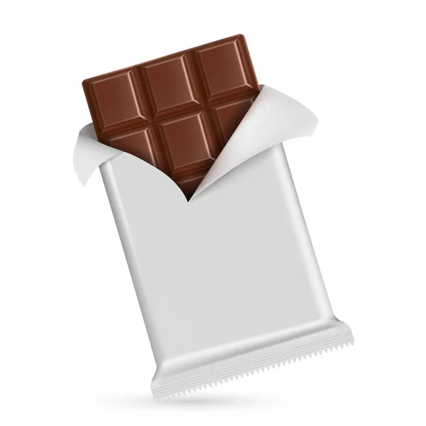 Barra de chocolate aislado sobre fondo blanco — Archivo Imágenes Vectoriales