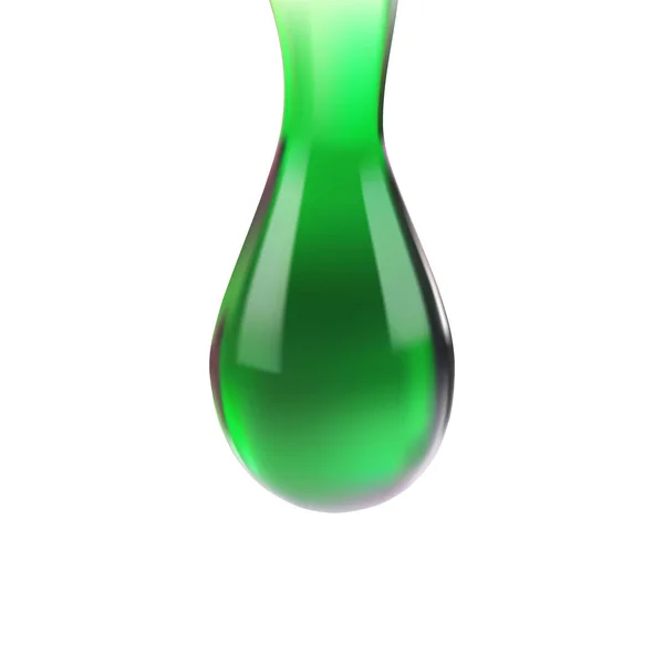 Gota de agua verde sobre fondo blanco — Vector de stock