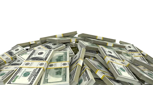 Geld heap op witte achtergrond. stapels van honderd dollar bills.3 — Stockfoto