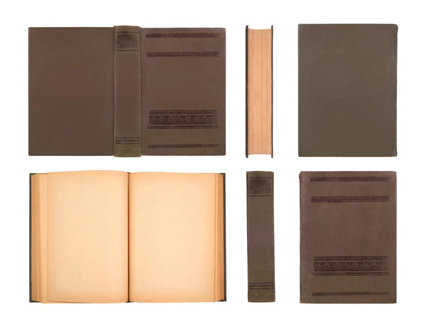 Starodawny stary zestaw książki. Duży rozmiar tekstury na białym tle — Zdjęcie stockowe