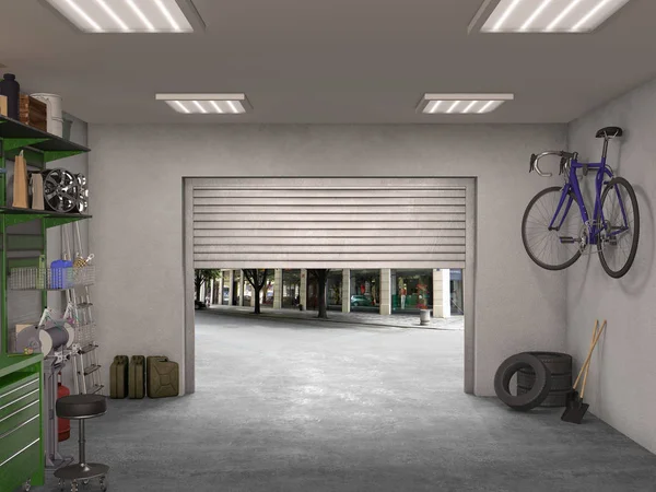 Garage interieur; 3D illustratie — Stockfoto