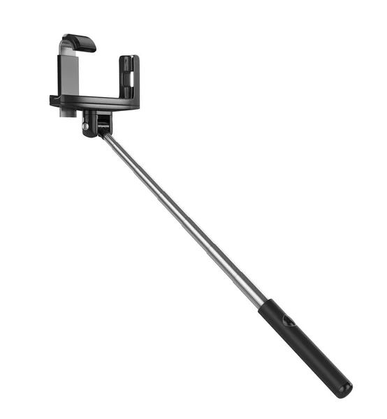 An extendable selfie stick with an adjustable clamp on the end o — Stock Photo, Image