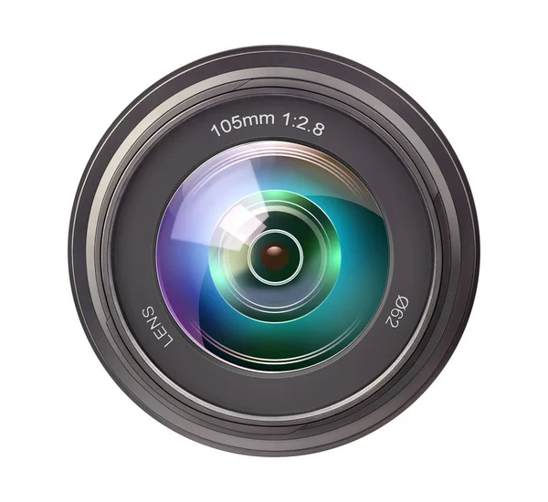 흰색 배경에 분리 된 카메라 렌즈 — 스톡 사진