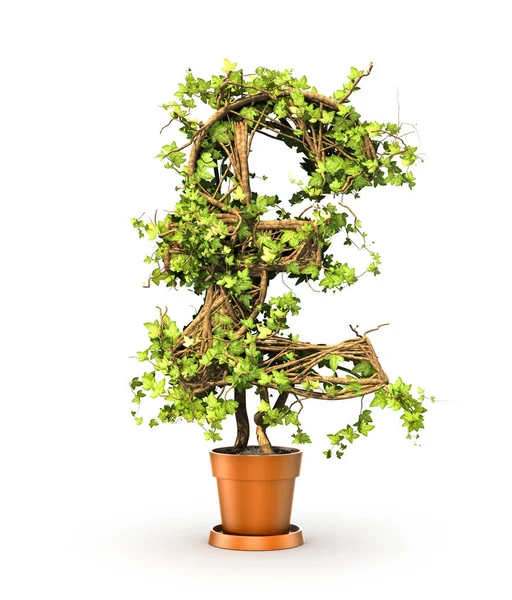 Plante verte sous forme de signe d'argent. Illustration 3d — Photo