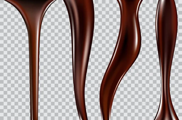 Arroyos de chocolate aislados sobre un fondo transparente — Vector de stock