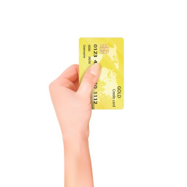 El - kredi kartı beyaz arka plan üzerinde izole