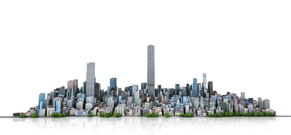 Skyline urbano. Vista a la ciudad moderna desde edificios de gran altura en w —  Fotos de Stock