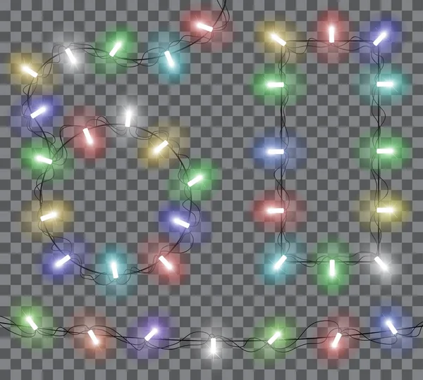 Lumières de Noël décorations festives. jeu de vecteurs — Image vectorielle