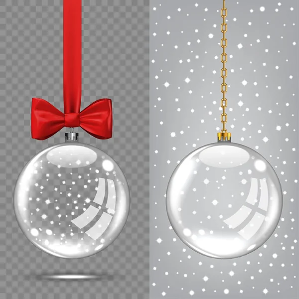 Vecteur boule de verre de Noël sur fond transparent — Image vectorielle