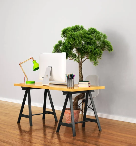 Conceito de crescimento, avanço, aprendizagem. Madeira para uma mesa, um co — Fotografia de Stock