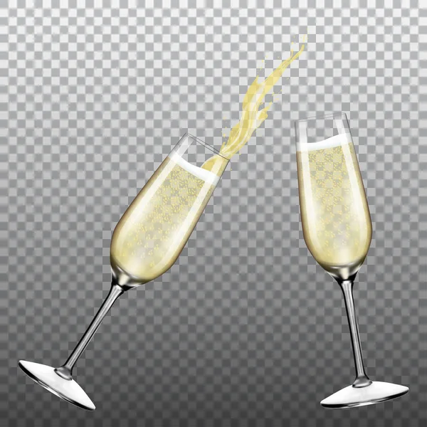 Dvě sklenice šampaňského s splash — Stockový vektor