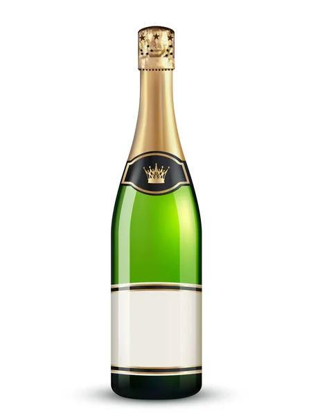 Butelka szampana na białym tle na szarym tle — Wektor stockowy
