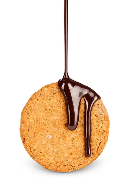 Biscuiți cu ciocolată izolată pe fundal alb — Fotografie, imagine de stoc