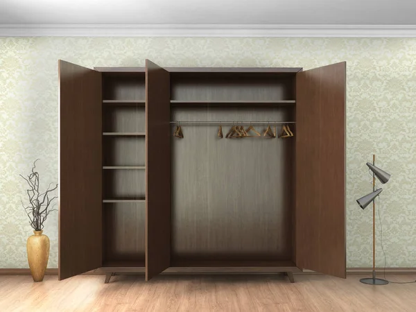 Grandes armários abertos no quarto — Fotografia de Stock
