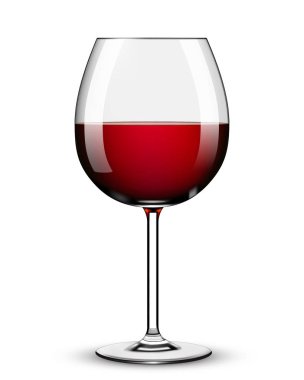 Beyaz arka planda izole edilmiş bir bardakta kırmızı şarap.