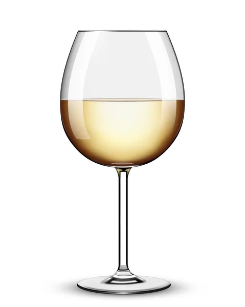 Verre de vin blanc Isolé sur fond blanc — Image vectorielle