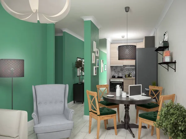 Intérieur petits appartements. Illustration 3d — Photo