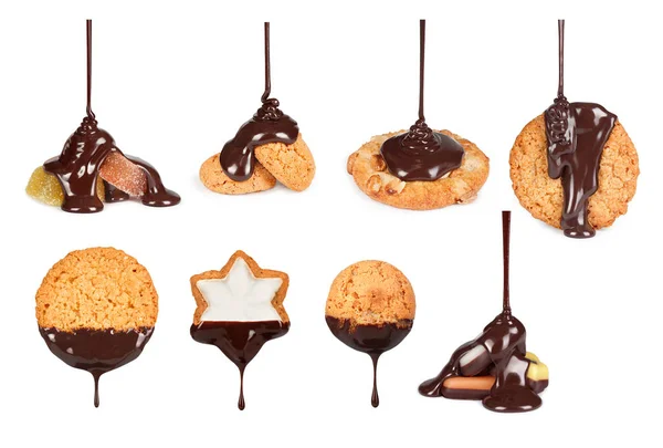 Cookie-kat töltött csokoládé, a fehér háttér — Stock Fotó