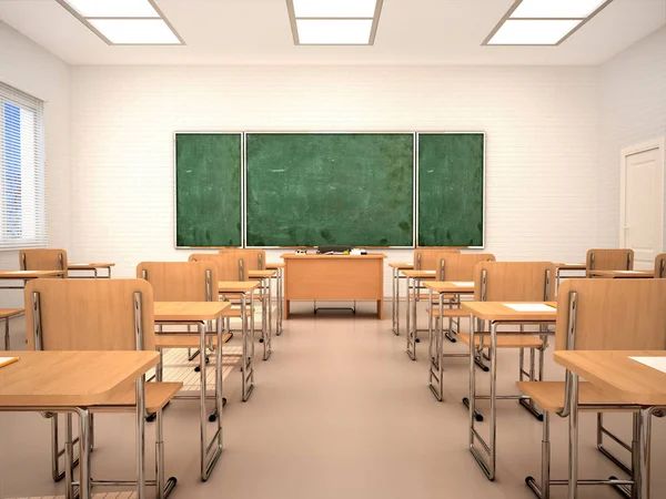 Bright empty classroom for lessons and training. 3d illustration — Stock Photo, Image