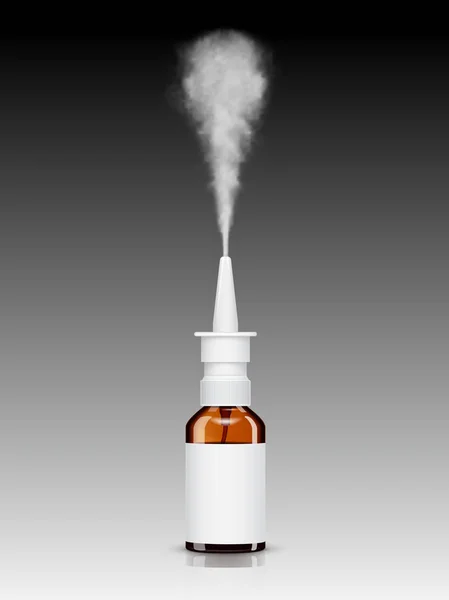 Nasal spray bottle while spraying — Stock Vector