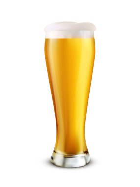 Beyaz bir arka plan üzerinde izole bira bardağı