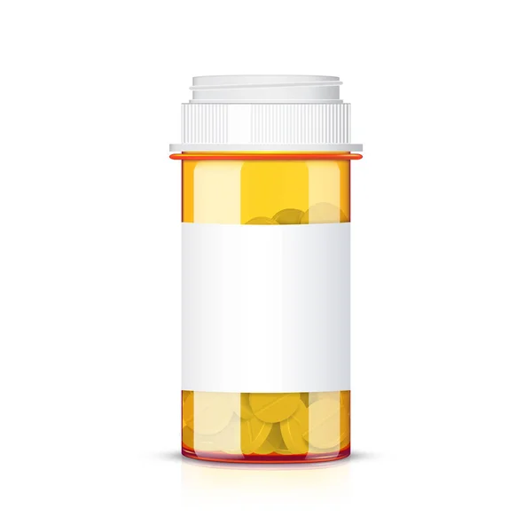 Tabletki leków w butelce tabletek — Wektor stockowy