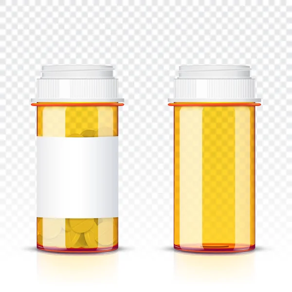 Garrafa pílulas isoladas em fundo transparente — Vetor de Stock
