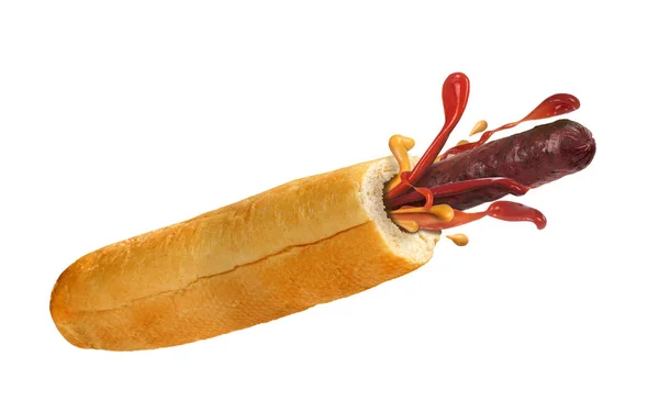French hot dog on a white background — Stock Photo, Image