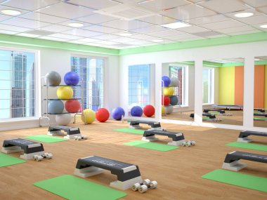 Fitness, spor, eğitim, spor ve yaşam tarzı kavramı. 3D illustrt