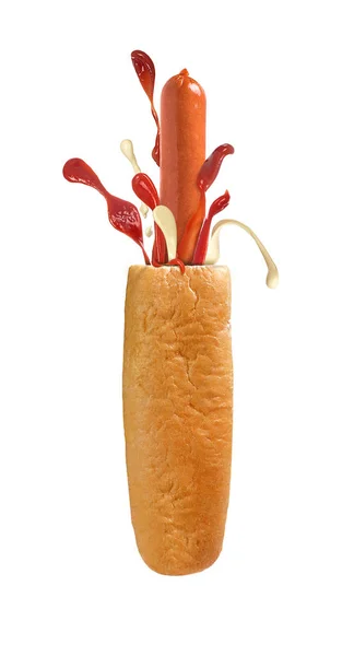 Francouzské hot dog na bílém pozadí — Stock fotografie