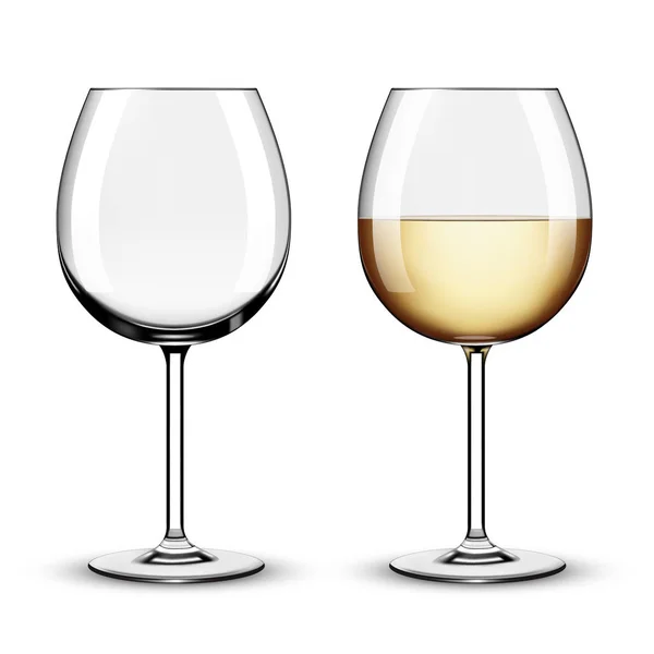 Un verre de vin blanc et un verre vide. Isolat d'illustration vectorielle — Image vectorielle