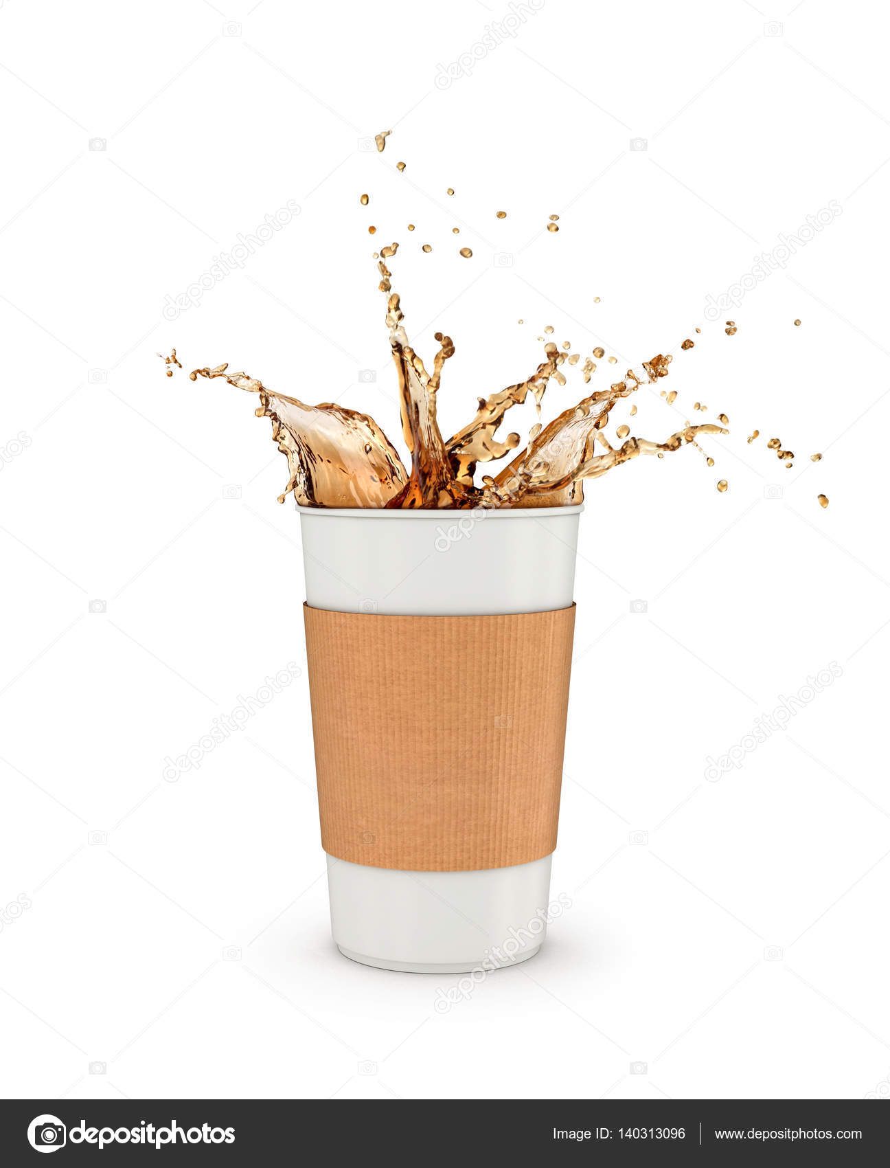 Coffee splash in paper cup isolated Stock Photo by ©urfingus 140313096