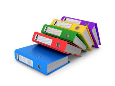 Çok renkli halka bağlayıcı beyaz zemin üzerinde. 3D illustratio