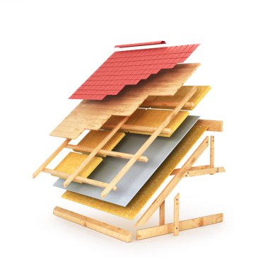 Evin çatı teknik detaylar. 3D çizim