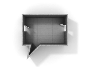 İletişim kavramı. Konuşma fikri. Oda içinde biçim-in iletişim ile