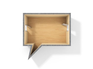 İletişim kavramı. Konuşma fikri. Oda içinde biçim-in iletişim ile