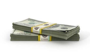 Para yığını - beyaz arka plan üzerinde izole. 3D çizim