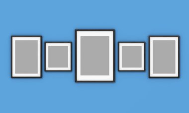 mavi bir arka plan üzerinde boş çerçeve