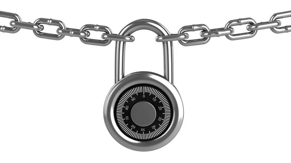 Padlock and chain isolated on white background — Stock Photo, Image