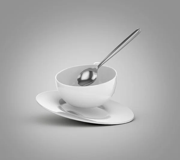Falling cup with spoon — Stock Photo, Image