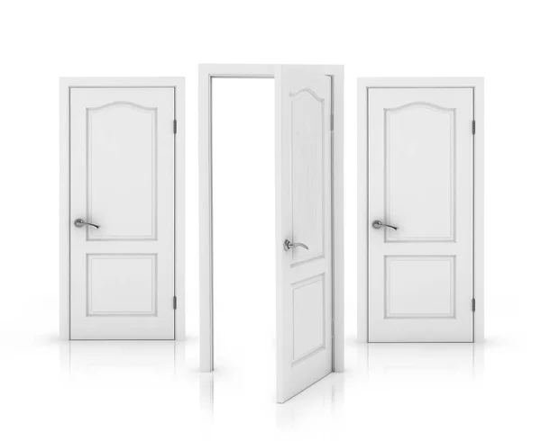 Ανοικτή πόρτα που απομονώνονται σε λευκό φόντο — Φωτογραφία Αρχείου