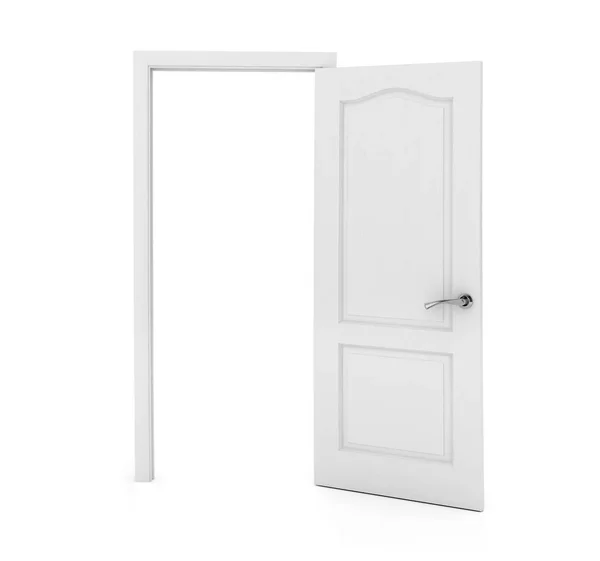 Porta aberta isolada no fundo branco — Fotografia de Stock