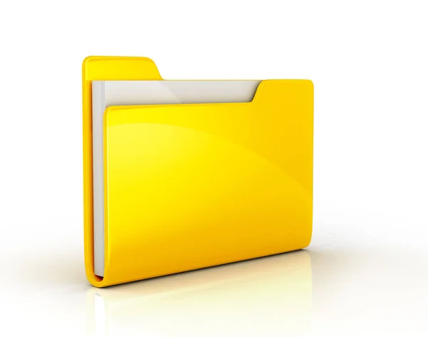 Папка с желтым файлом выделена на белом фоне — стоковое фото
