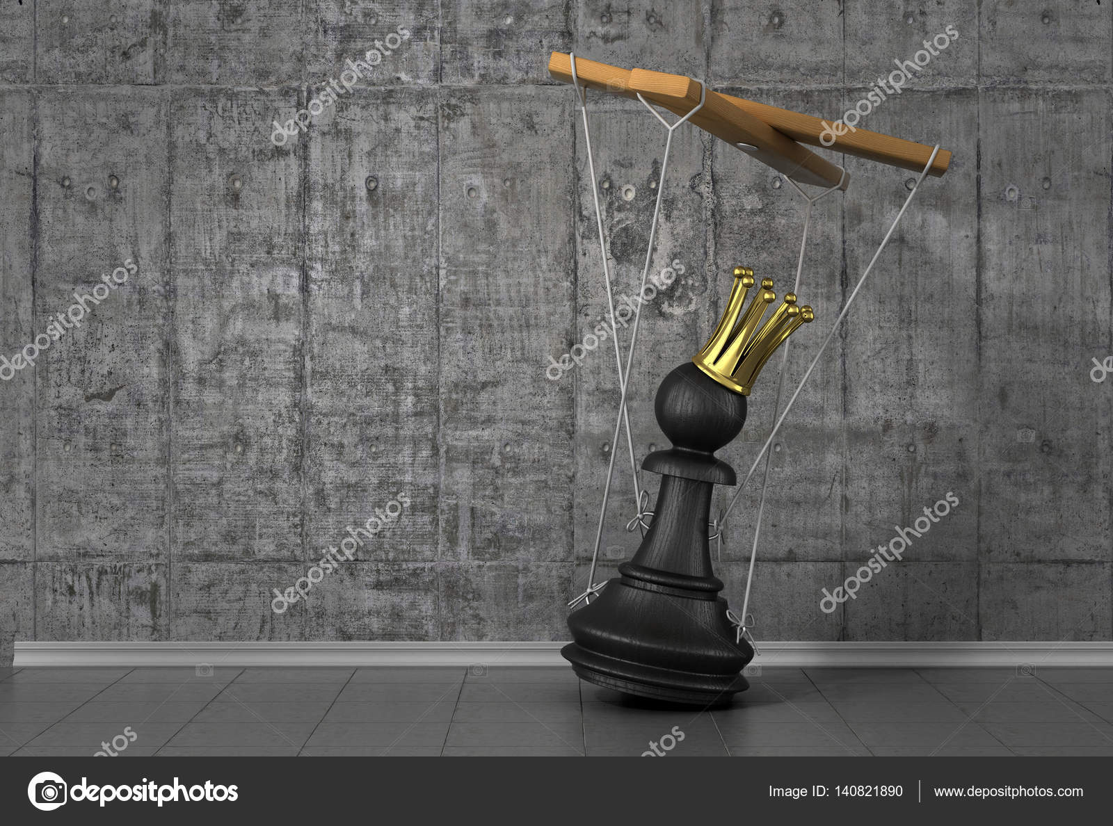 Business Concept Pawn Marionette On Ropes On Concrete Backgroun Stock Photo C Urfingus