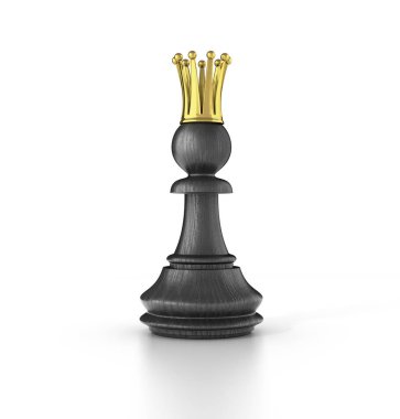 Altın bir taç beyaz izole içinde rehin. 3D çizim