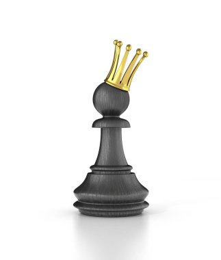 Altın bir taç beyaz izole içinde rehin. 3D çizim