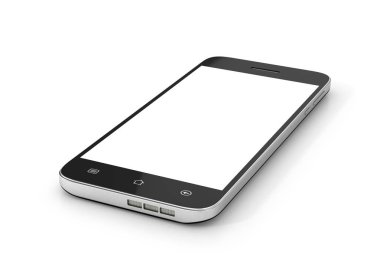 Beyaz arka plan üzerinde modern smartphone. Genel mobil akıllı fon
